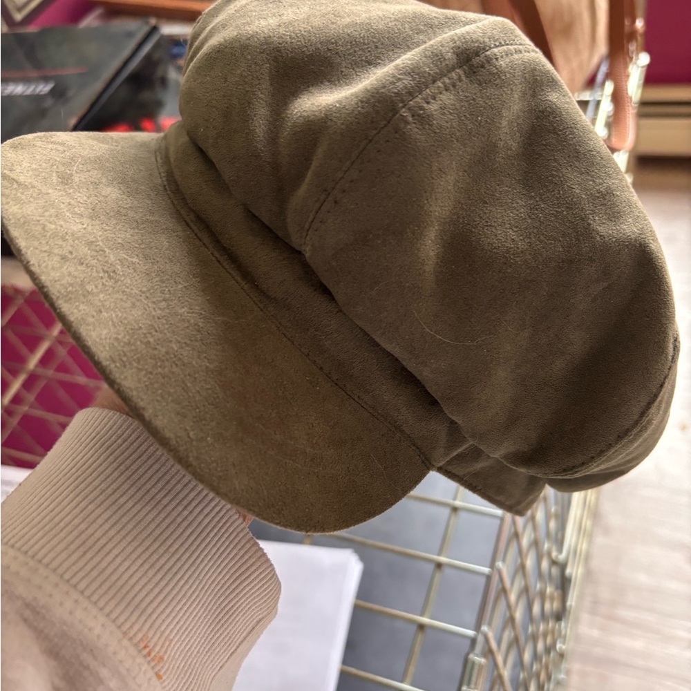Brown Suede Newsboy Cap - Picture 3 of 4